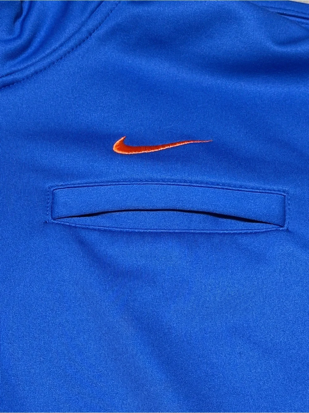 Team Nike Boise State Broncos Pullover Mens Large Blue NCAA 1/4 Zip Shirt